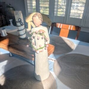 Willow Tree Cream Figurine with Pink Berry Wreath